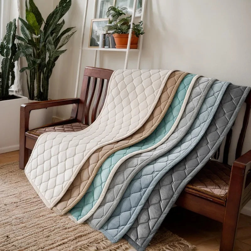 Velvet Solid Wood Sofa Cover Four Season Universal Solid Color Non-Slip Sofa Cushion Sofa Towel Home For Living Room Decoration