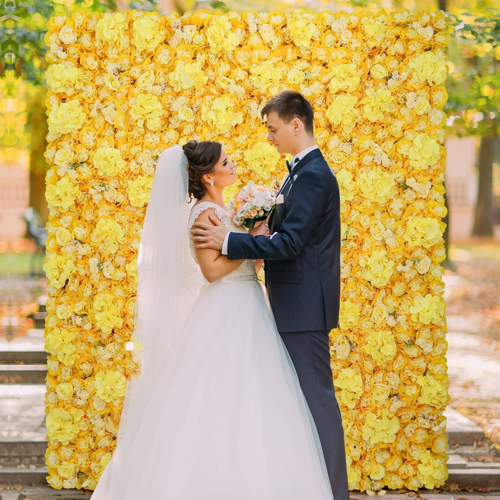 12PCS Artificial Flowers Roses Wall Panel 3D Flower Backdrop Faux Roses for Wall Party Wedding Bridal Shower Outdoor Decoration