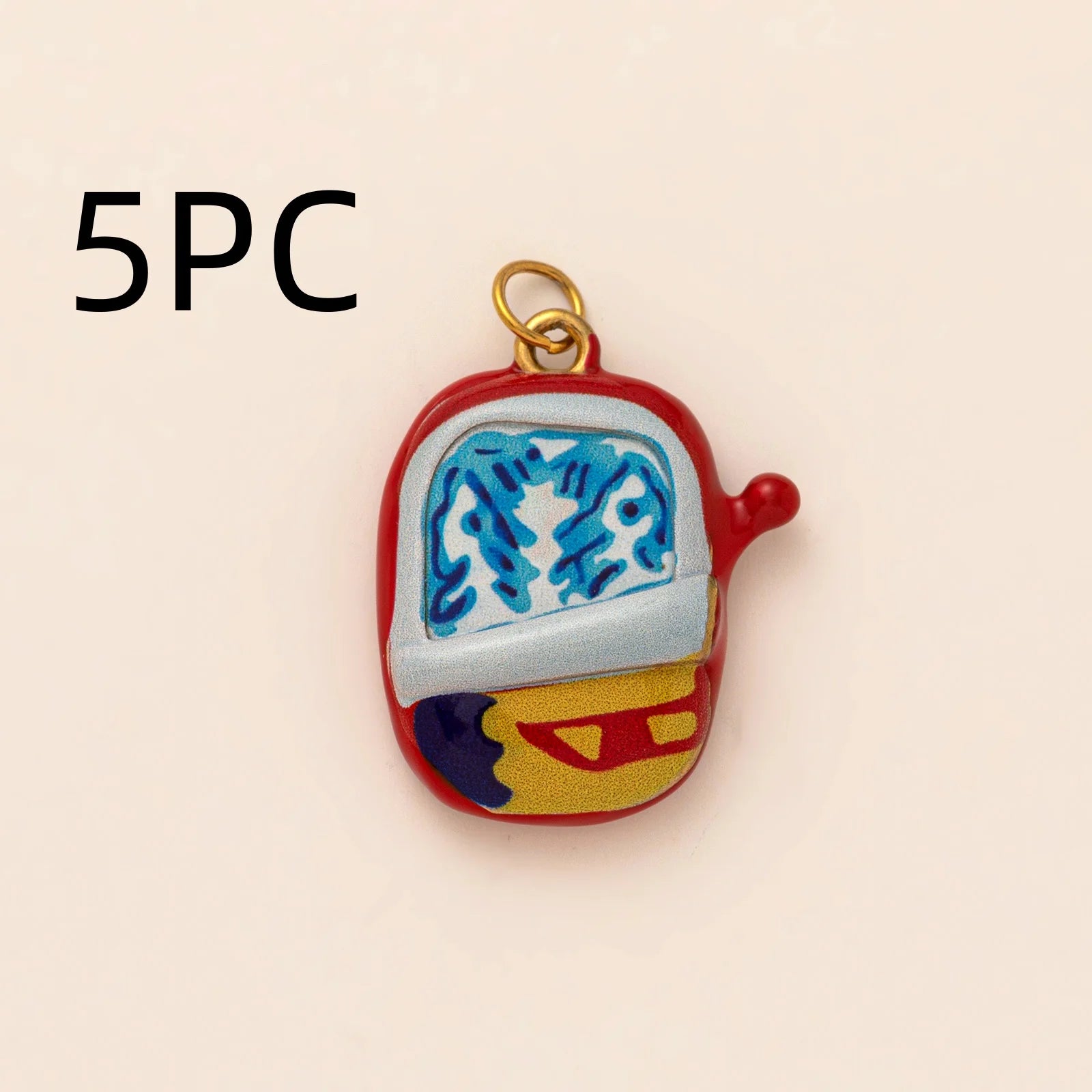 Wholesale 5pcs/lot 18K gold-plated DIY enamel stainless steel pendant, colorful fruit and food handmade jewelry accessories