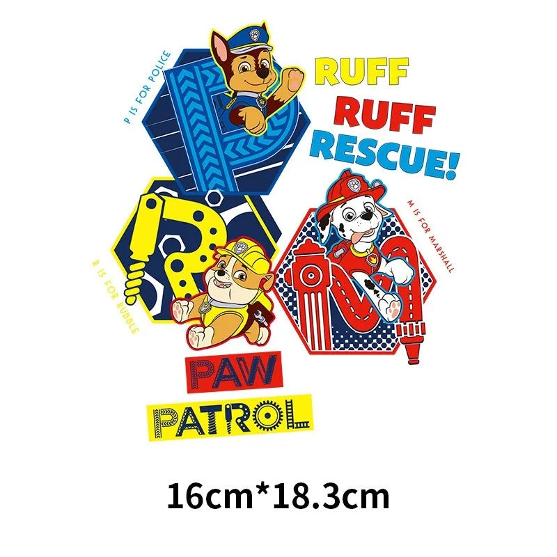 Cute Paw Patrol Patches for Clothes Children Clothes Sticker Diy Hoodies T-Shirt Heat Press Appliqued Iron Sticker