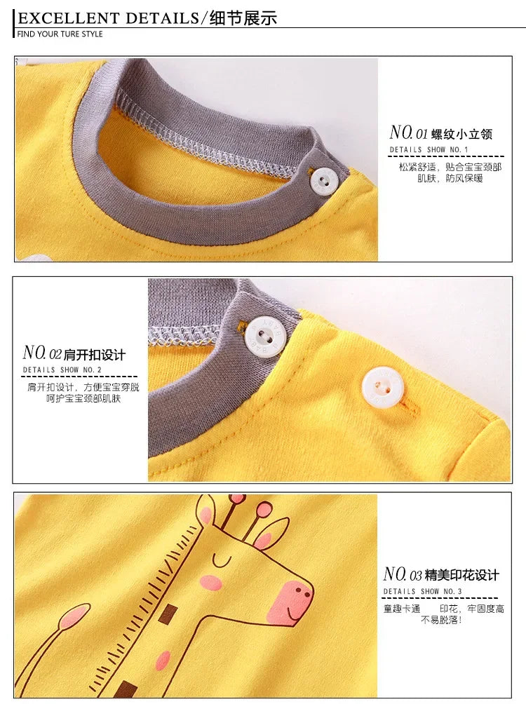 Baby Boys Clothes Sets cotton Bear Boys Girls Long Sleeve Top +Pants 2pcs Kids Clothes pajamas Suit