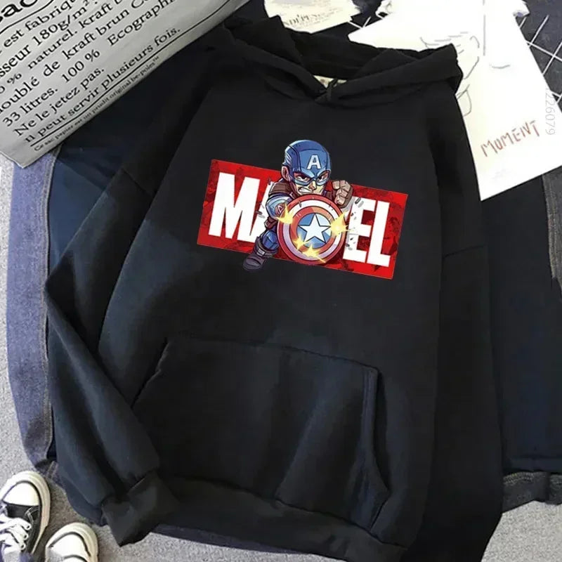 Daily Marvel Printed Men Hoodies Cartoon Hipster Spiderman Creative Fashion Graphic Trendy Autumn Winter Male Sweatshirts