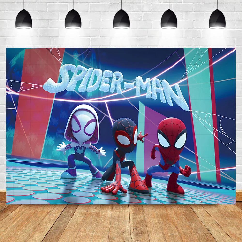 Marvel Kid Spidey And His Amazing Friends Photography Background Custom SpiderMan Boy Birthday Party Baby Shower Decor Poster