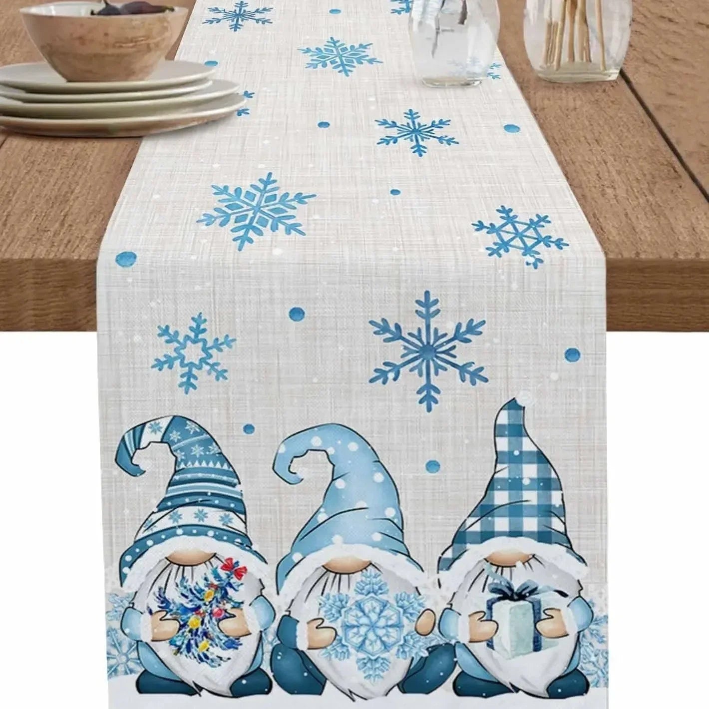Santa Claus Table Runner Living Room and Bedroom Backdrop Decoration Fabric, Christmas Home Soft Decoration
