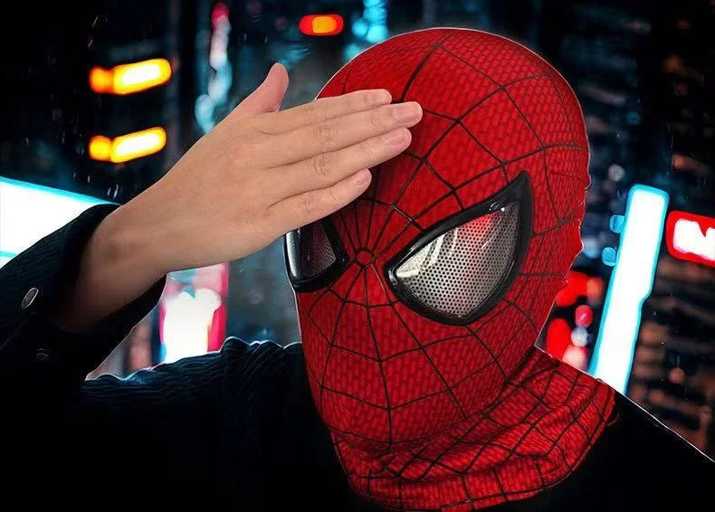 Marvel Spiderman Mask With Hard Face Shell & Magnetic Eyes Hero VenomScreen Printed Fabric 3d Webs Manual version Cos Gift