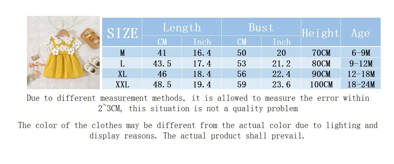 Girls' Dress Summer Floral Print Cotton Short-Sleeve Baby Girl Dress Adorable Collared Baby Dress Baby Girl Clothing