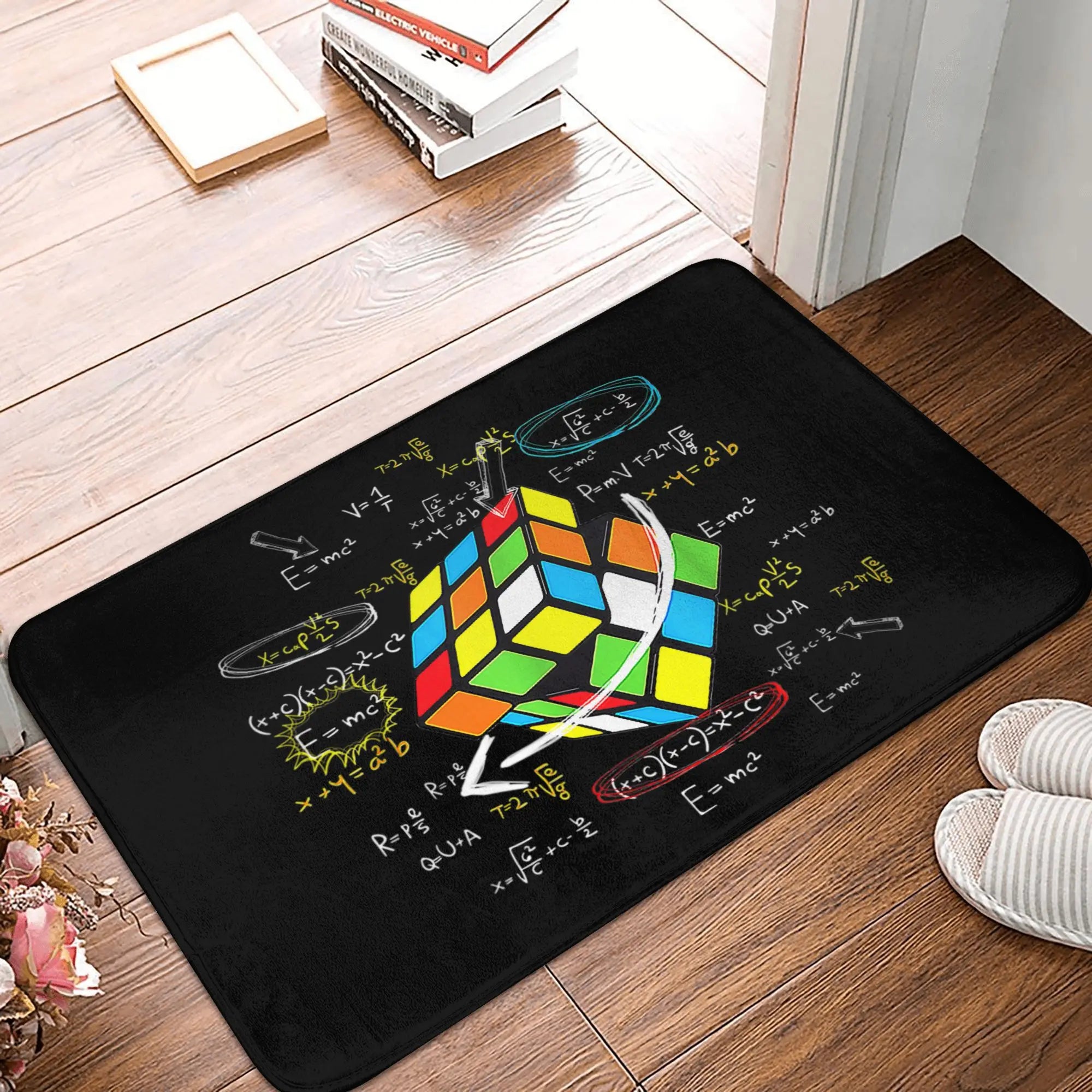 Math Rubiks Cube Floor Door Kitchen Bath Mat Anti-Slip Indoor Geek Teacher Gift Doormat Toilet Entrance Carpet Rug