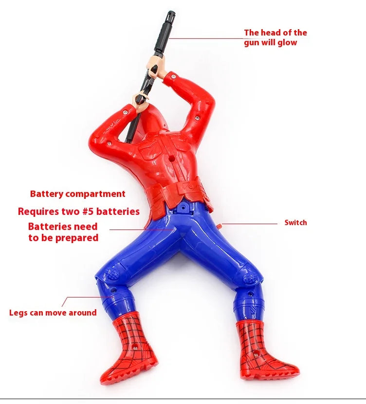 Marvel Peripheral  Crawling Toy Spider Man Captain America Hulk With Gun Crawling Model With Lights Children's Crawling Toy