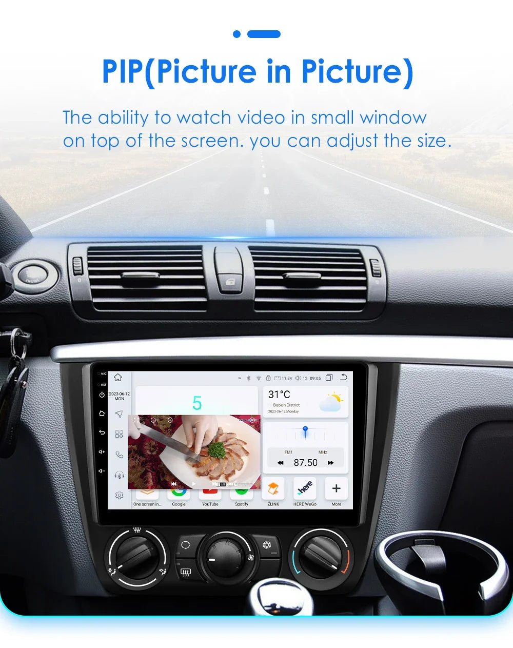 Hizpo 9inch 2Din Android13 Car Radio for BMW 1 Series E81 E82 E87 E88 AT MT Navigation GPS RDS DSP Android Auto CarPlay 360° CAM