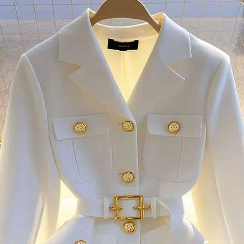 Women Long Sleeve Office Blazers Coat Autumn Winter Solid Casual Single Breasted Apricot Chic Blazer Top Ladies Jackets Clothes