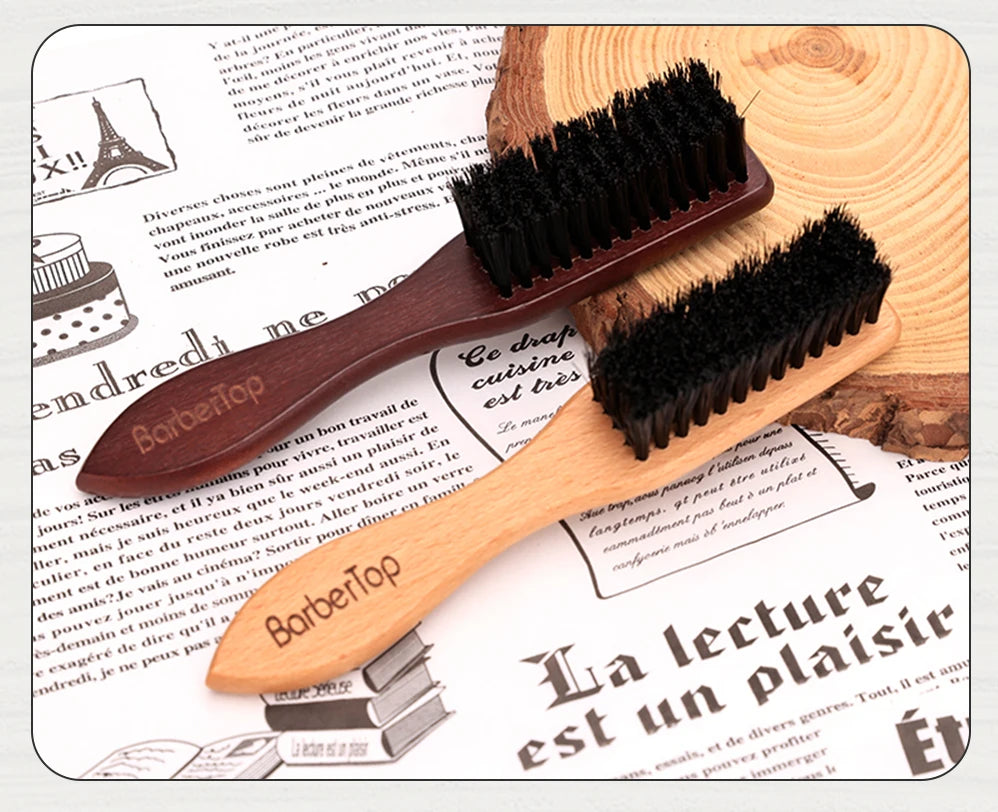Barbertop Men Barbe Brosse Poignée boisée Brosse de nettoyage de cheveux doux Cheveux cassés