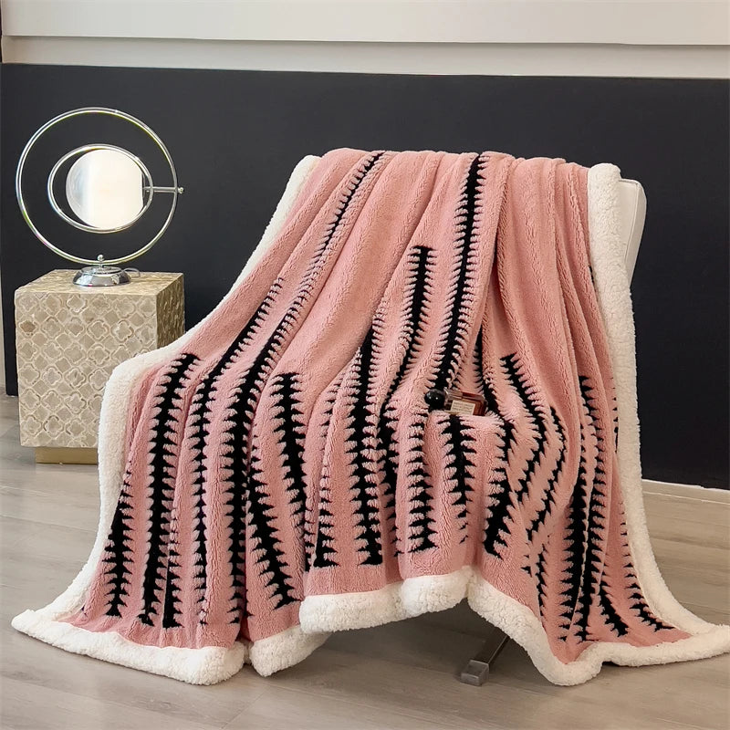 Blanket Quilt New Thickened Cloud-feel Fleece Double-layer  Plush Winter Wool Knee Nap Four Seasons Blankets for Sofas Sleeping
