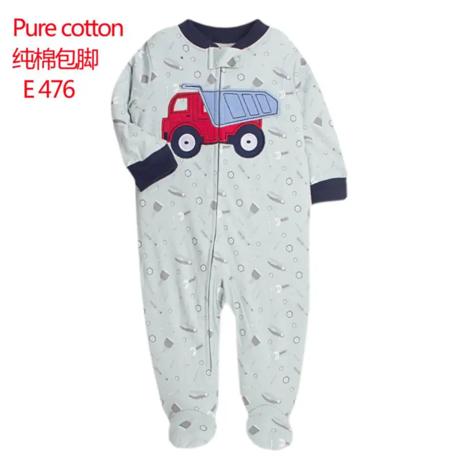 Baby Cotton Rompers Newborn Toddler Baby Boys Girls Pajamas Coveralls Cartoon Animal Dinosaur Strawberry Zipper Jumpsuit