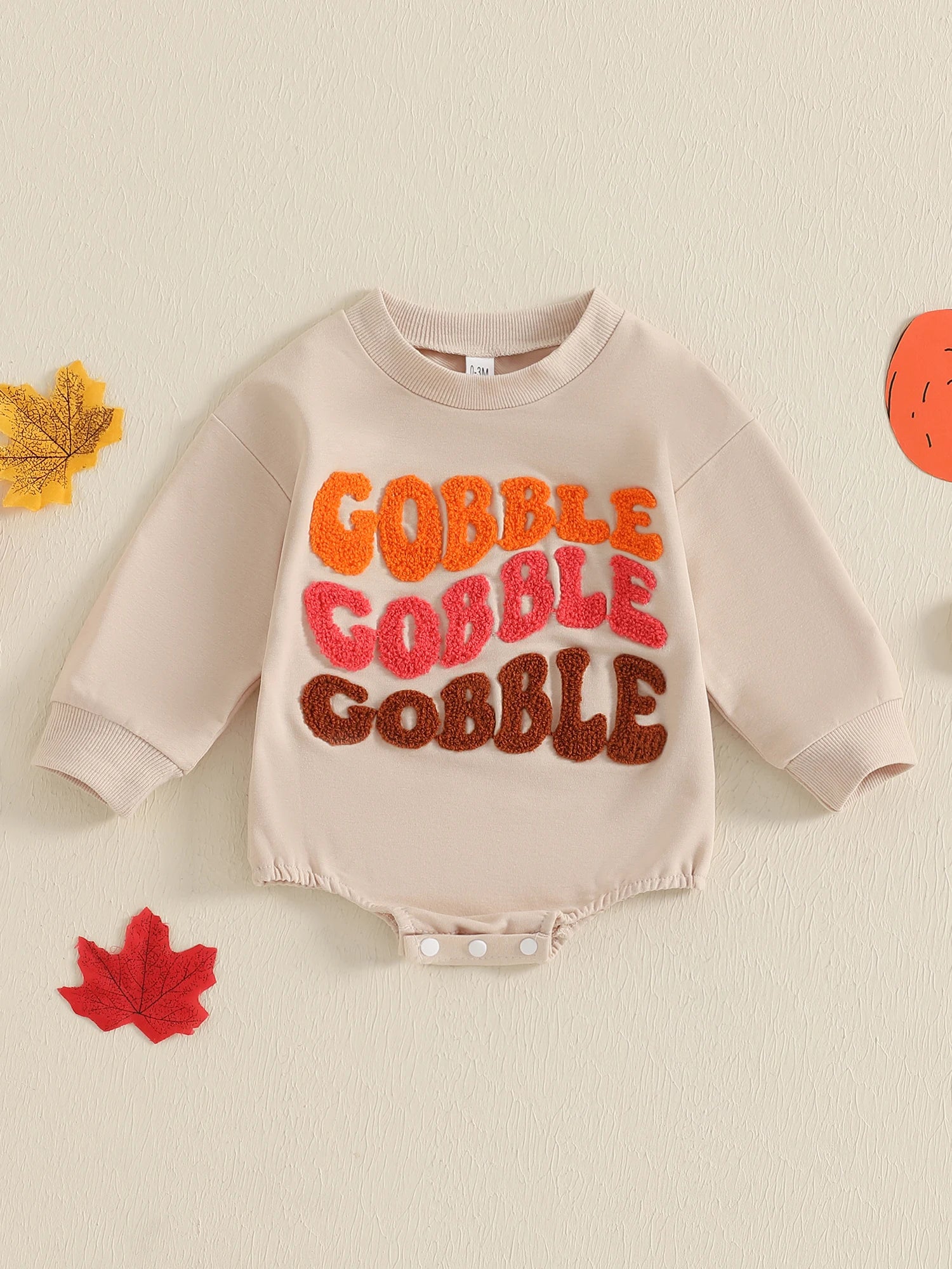 Thanksgiving Baby Romper with Embroidered Letters Long Sleeve Crew Neck Jumpsuit for Boys and Girls - Adorable Bubble