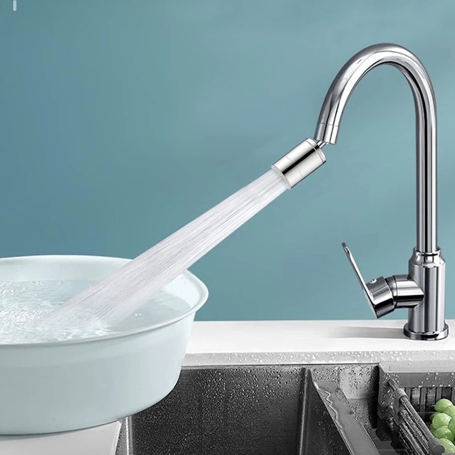 360° Rotary Kitchen Faucet Spray Head Filter washbasin Splash proof Adapter 2 Mode adjustable Kitchen Sink Faucet Aerator