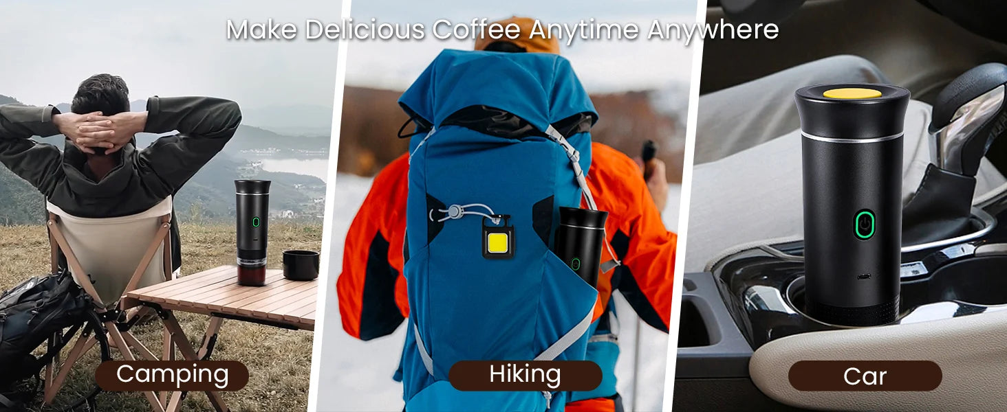 Wireless Electric Portable Espresso Coffee Machine for Car & Home Camping Coffee Maker 3-in-1 Capsule Powder Travel Coffee Maker