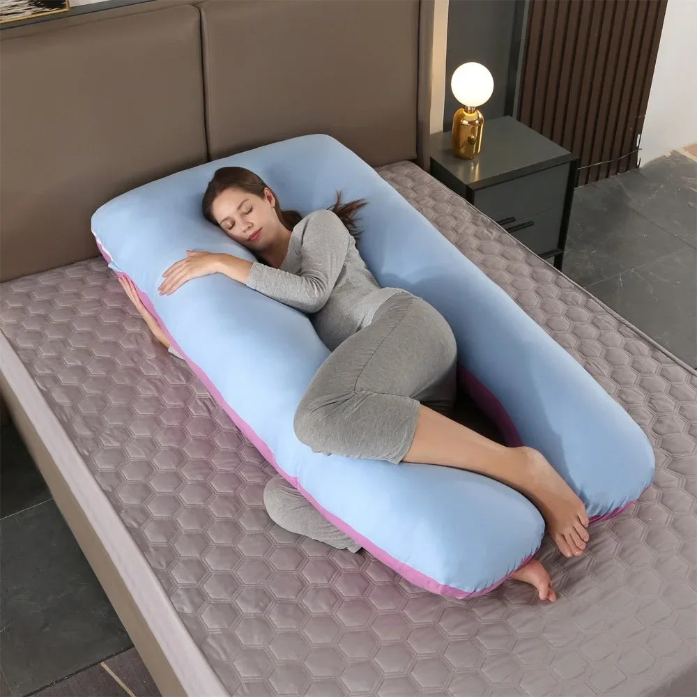 Materbity Pillow for Women Cotton Color Matching Removable Washable U-shaped Waist Support Cushion Pillow Maternity Body Pillow