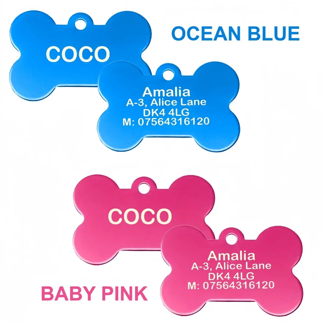 Personalized Pet ID Tag for Dogs & Cats - Deep Engraved Aluminum Collar Nameplate with Free Engraving |  Address, Number