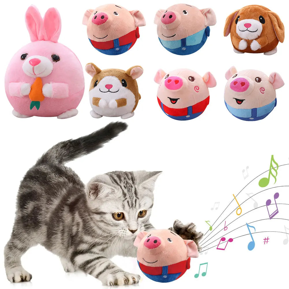 USB Rechargeable Electronic Pet Dog Toy Ball Pet Toy Singing Talking Interactive Ball Dog Plush Bouncing Jump Ball for Gift