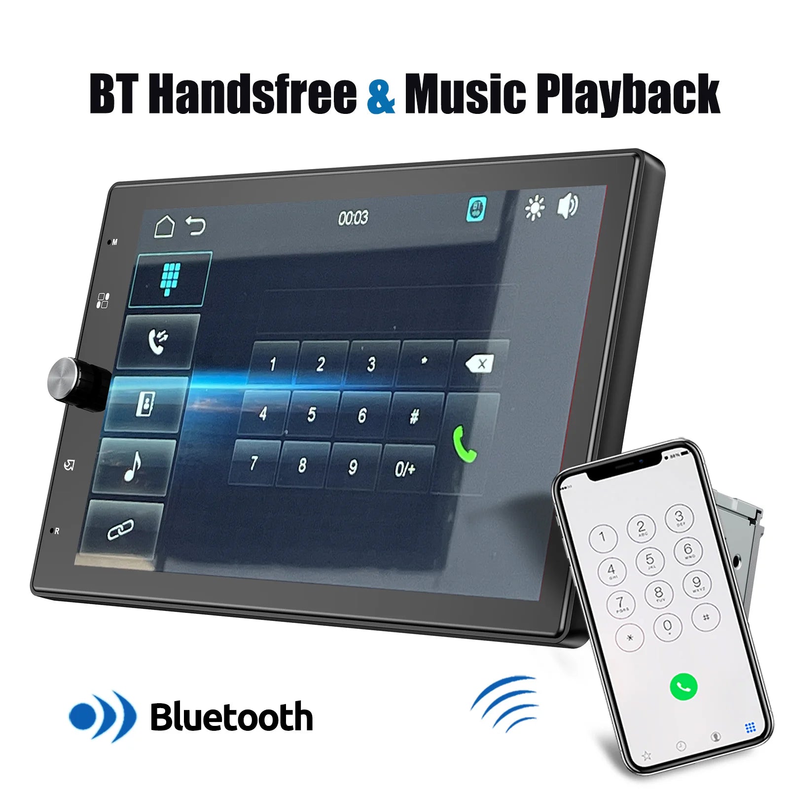 ESSGOO 10.4" Car Stereo Single DIN Wireless CarPlay Android Auto Rotatable Touch Screen Bluetooth GPS Nav Radio Player Head Unit