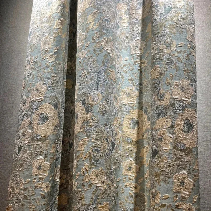 Curtains for Living Room Bedroom Windows High Quality Custom Kitchen Curtains European Top 3D Embossed Stereo Jacquard Blackout