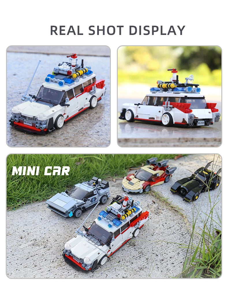 MOULD KING 27020 Technical Car Toys The Mini Ghost Bustered ECTO-1 Car Model Assembly Building Block Brick Kids Christmas Gifts