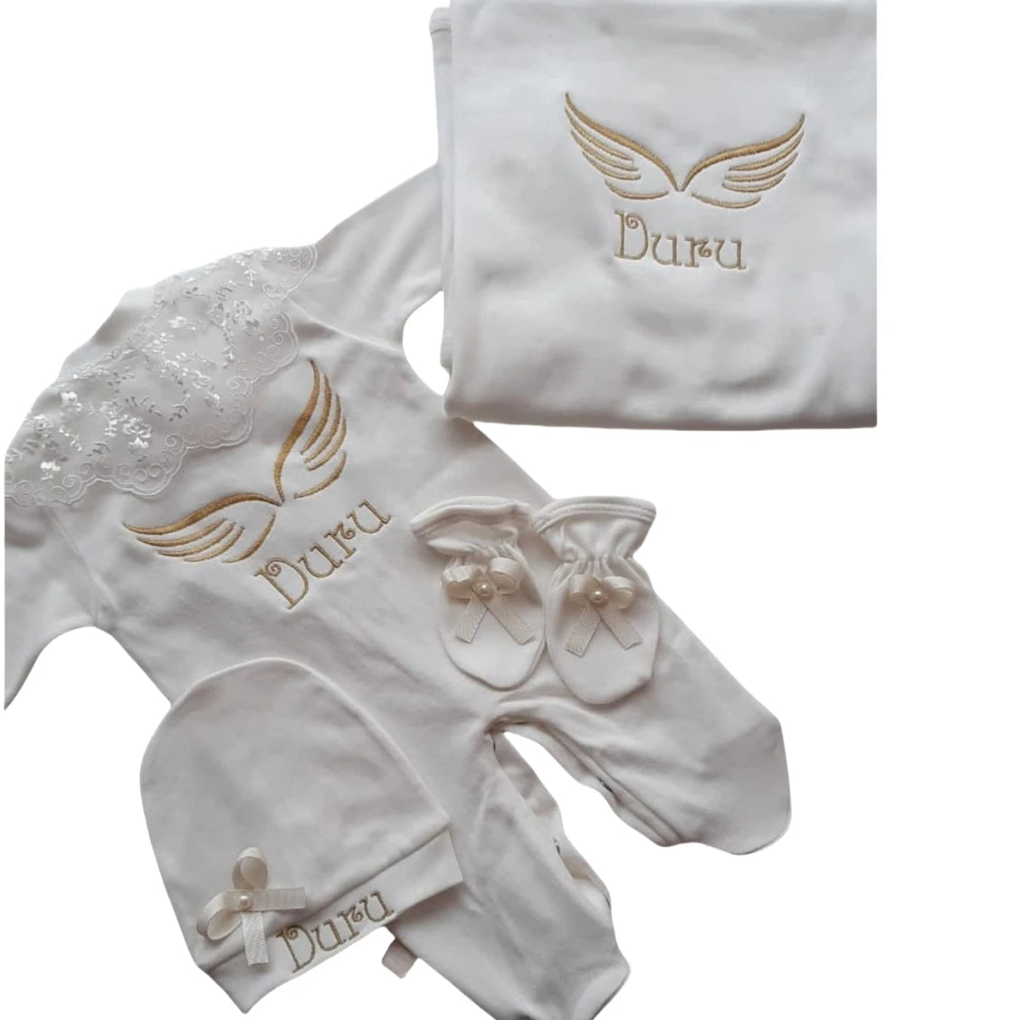 Customized Baby Name Newborn Pink Crown Jewels Gift Set 3pcs Outfits Pajamas Receiving Blanket Welcome Home Ceremonial dress