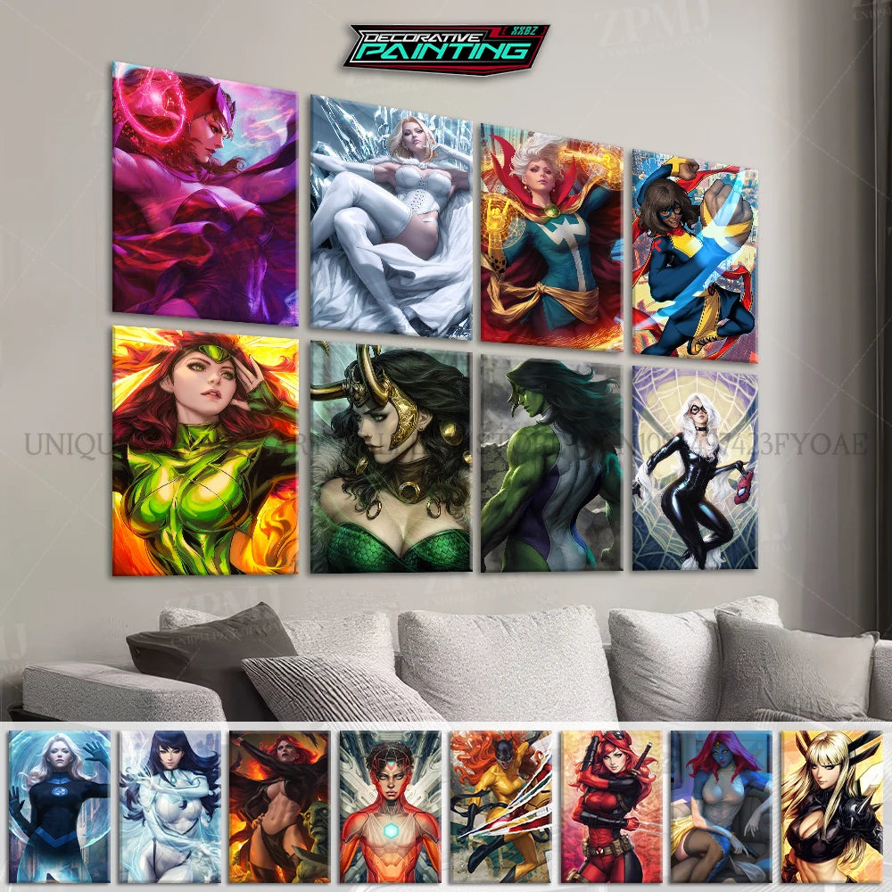 Marvel Comics Female Characters Canvas Pictures Home Decoration Paintings Poster HD Prints Wall Art The Avengers Room Frameless