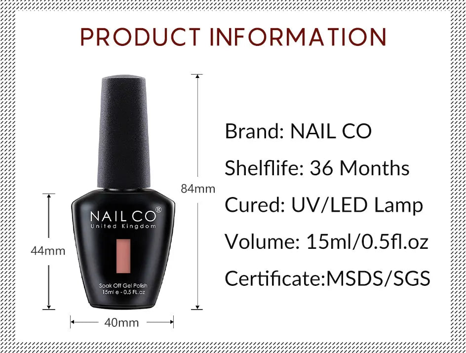 NAILCO Vernis Semi Permanent UV Gel Nail Polish Black White Color Nails Art Manicure TOP BASE Varnish Hybrid Nail Professionals