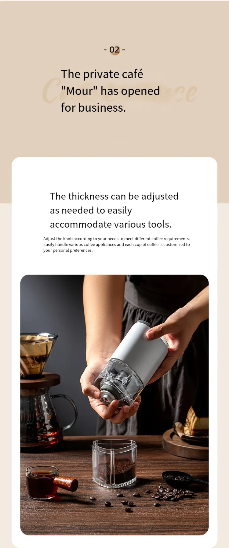 Household Electric Coffee Bean Grinder Multi-Level Adjustment Fast Grinding No Residue Anti-Scalding Design Suitable For Brewing