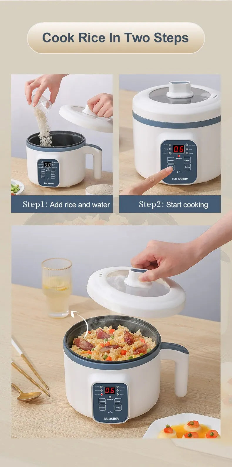 Digital Rice Cooker and Food Steamer | 220V Household Appliance with Dual-Layer Cooking