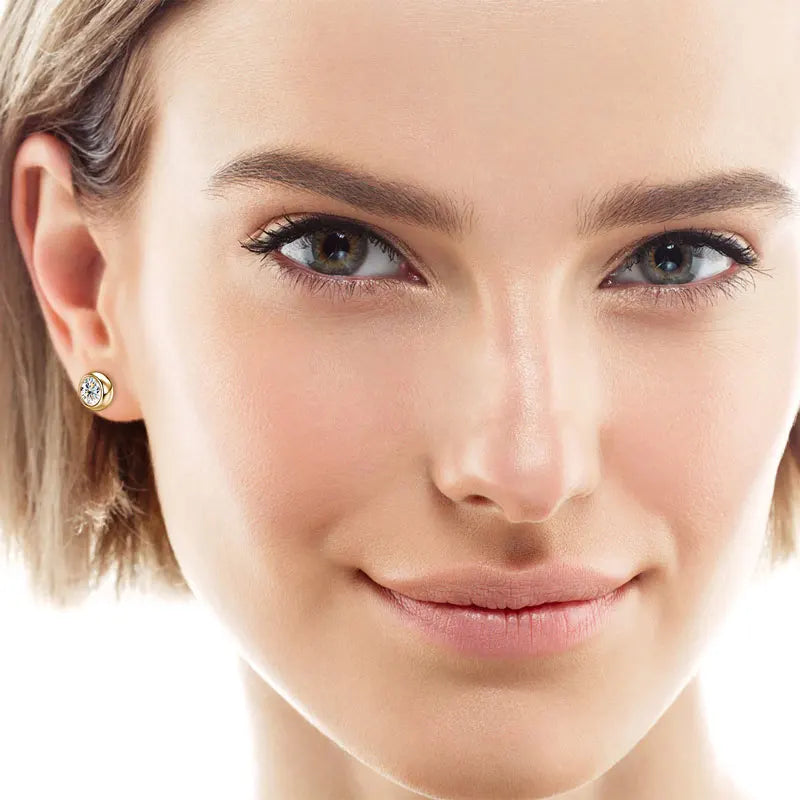 Lnngy 925 Sterling Silver Stud Earrings 5mm/6.5mm Round Moissanite Eearring With Certificate for Women Girl Daily Jewelry Gift