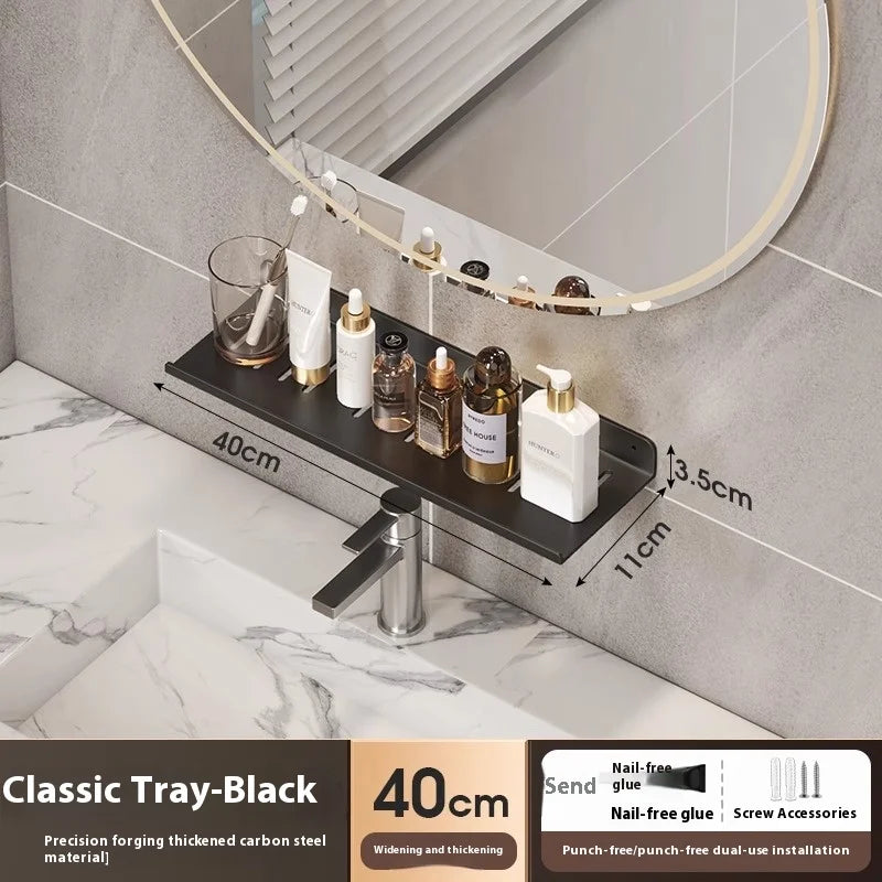 Kitchen and bathroom storage rack, washbasin rack, suction cup mirror, front rack, bathroom sink, faucet, wall mounted