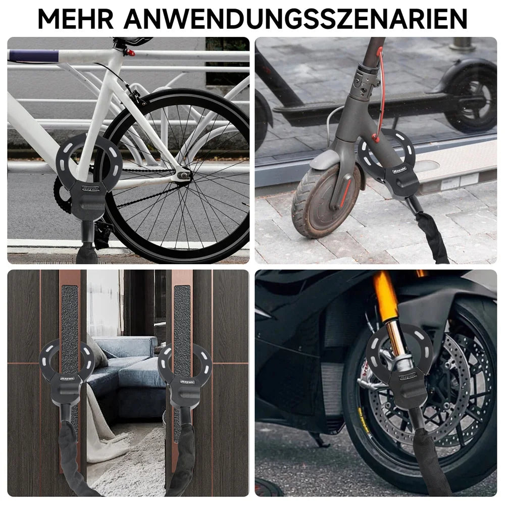 قفل دراجة معدني سميك مضاد للسرقة، قفل حماية سلسلة للدراجات الخارجية والمركبات الكهربائية والدراجات الجبلية والسكوتر