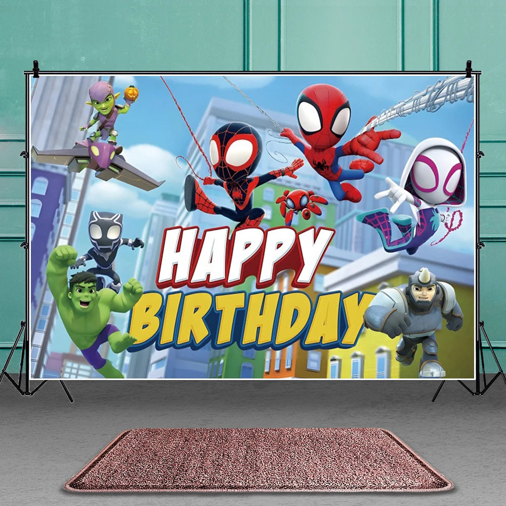 Spidey And His Amazing Friends Photography Backgrounds Vinyl Cloth Photo Shootings Backdrops For Kid Birthday Party Photo Studio