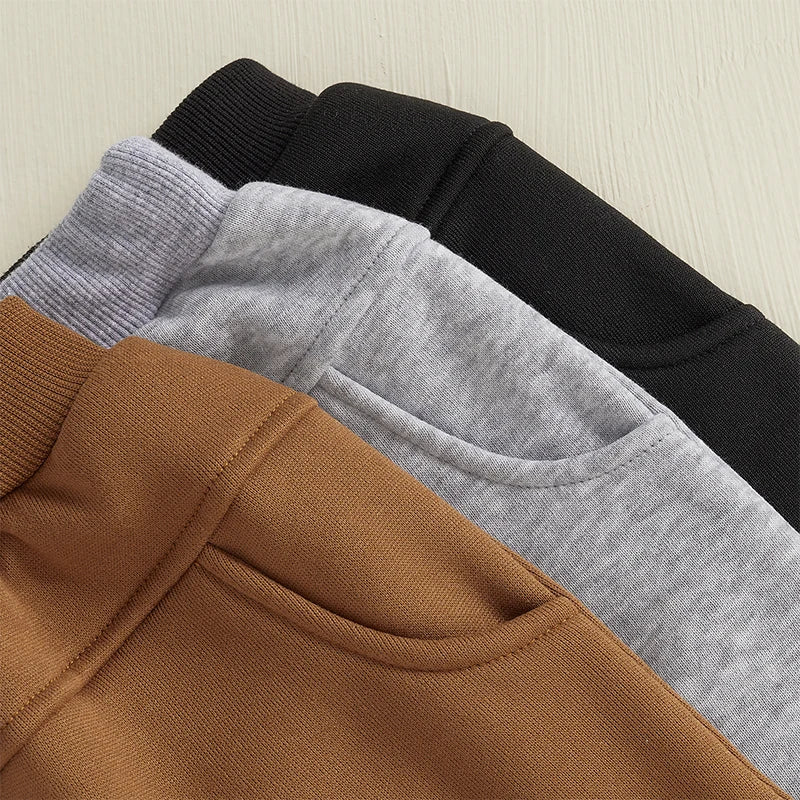 Toddler Baby Boys Sweatpants 3 Pack Solid Color Elastic Waist Trousers Bottoms Casual Pants Long Pants