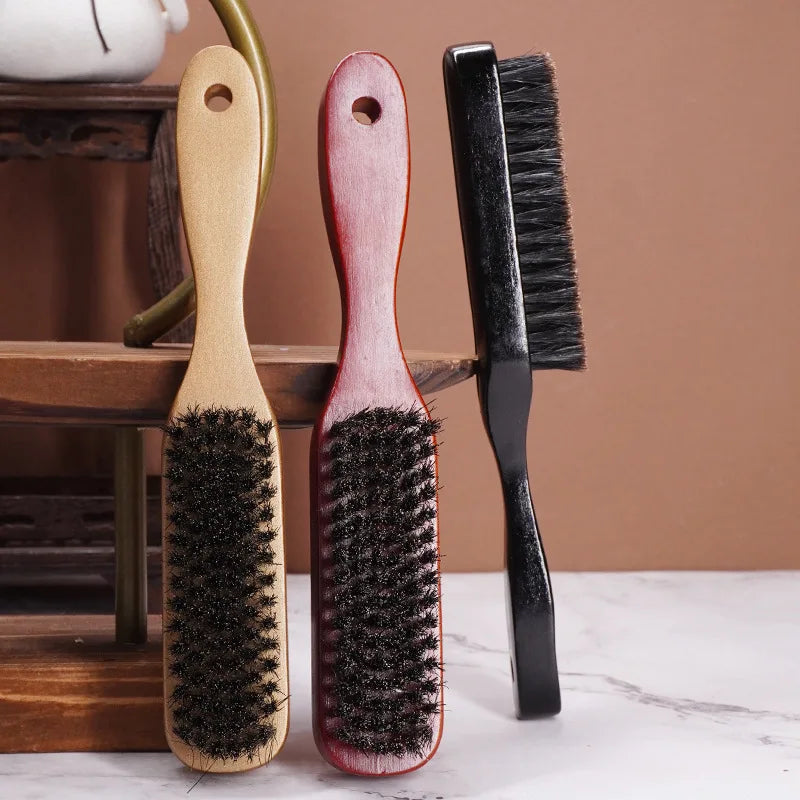 Brosse de coiffeur à poils de sanglier pour le coiffage et le nettoyage Rendre les cheveux et la barbe brillants