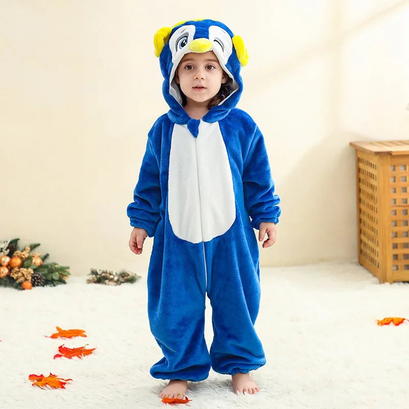 Winter Baby Rompers Baby Pijamas Halloween Ghost Bat Shark Deer Animal Cartoon Hooded Jumpsuits Cosplay Costume Boys Girl Pajama