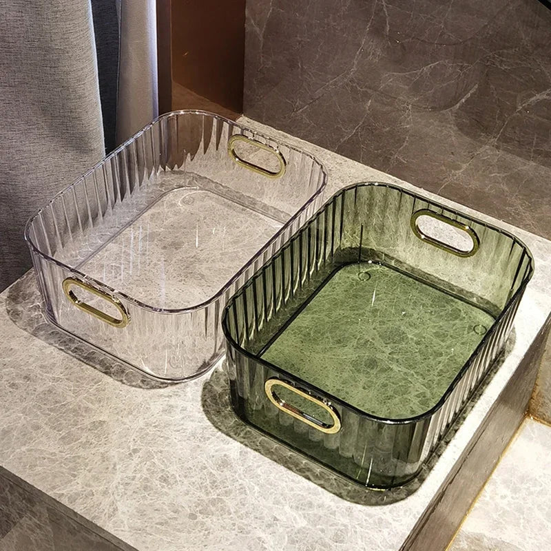 Cosmetics Box Desktop Storage Drawer Stackable Storage Box with Handle Makeup Organizers Basket Poatable Sundries Acrylic Rack