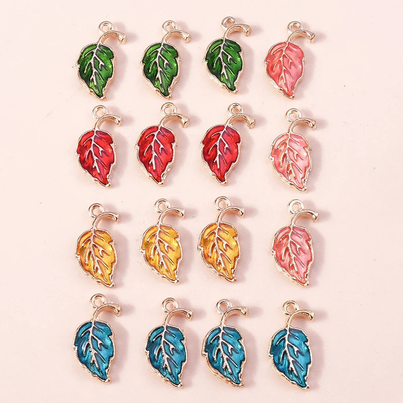 10pcs 18*20mm Enamel Fall Maple Leaf Charms Pot Leaf Thanksgiving Necklace Pendant Diy Jewelry Making Accessories