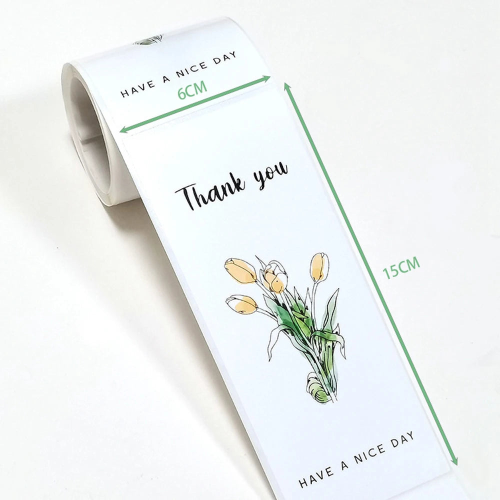 50pcs Flower Thank You Stickers Seal Labels For Gift Or Commodity Decor Stickers Small Business Packaging Sealing Stickers