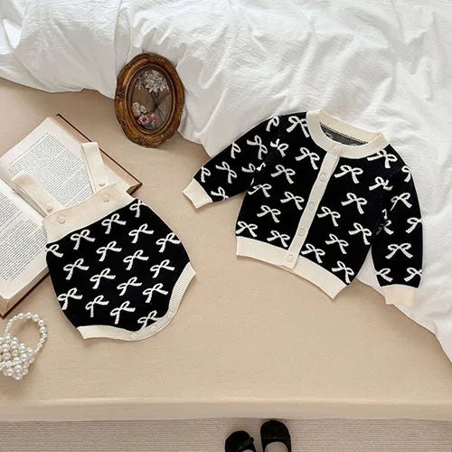 2025 New Autumn 0-3Yrs Children Clothes Suit Long Sleeved Knitted Pullover Sweater+PP Shorts Toddler Baby Girl Clothes Set