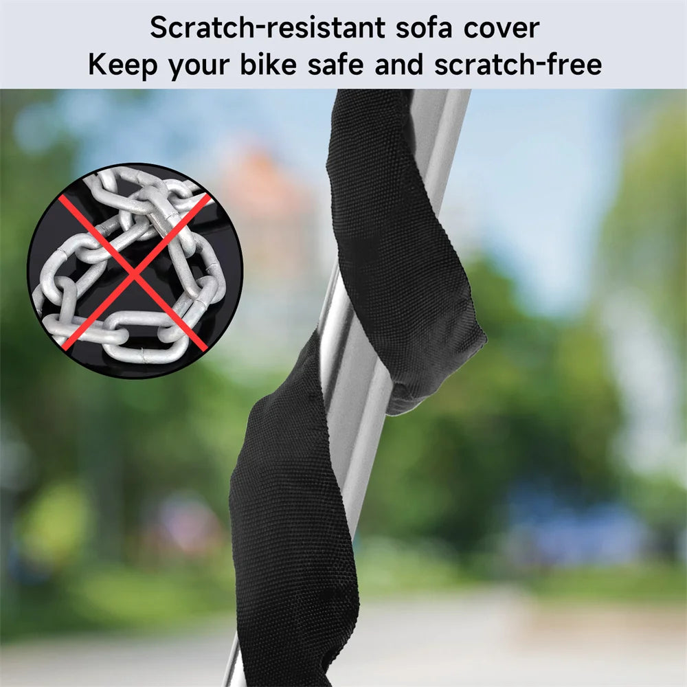 قفل دراجة معدني سميك مضاد للسرقة، قفل حماية سلسلة للدراجات الخارجية والمركبات الكهربائية والدراجات الجبلية والسكوتر