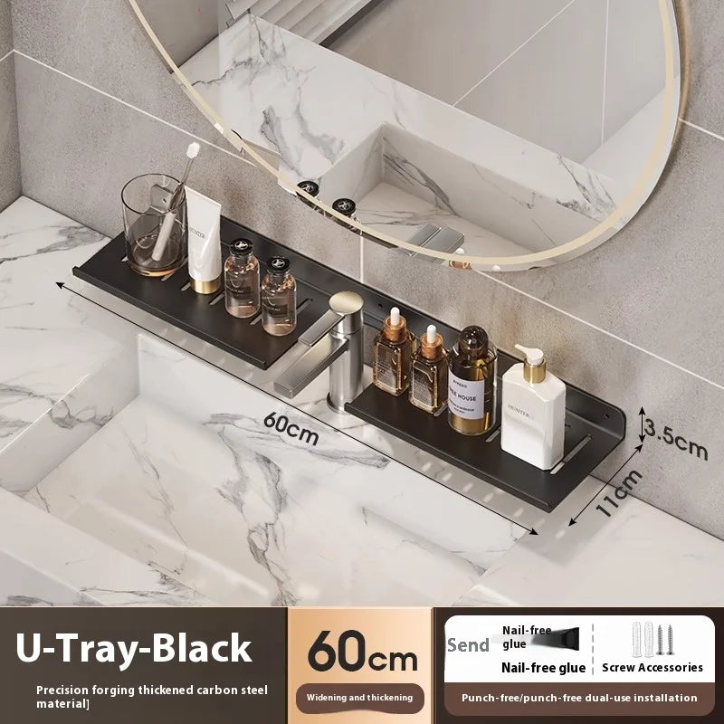 Kitchen and bathroom storage rack, washbasin rack, suction cup mirror, front rack, bathroom sink, faucet, wall mounted