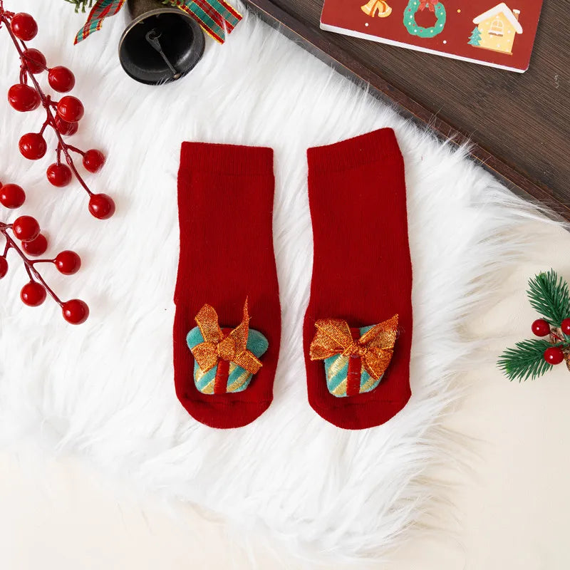 Winter Thicken Cute Christmas Baby Socks For Boys Girls Cartoon Soft Cotton Anti Slip Solid Newborn Toddler Sock Kids Socken