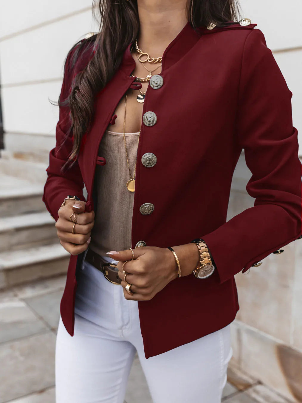 American New Fashion Women’s Solid Color Slim Single-breasted Casual Elegant Trendy Long Sleeve Suit Blazers Female Jacket Coats