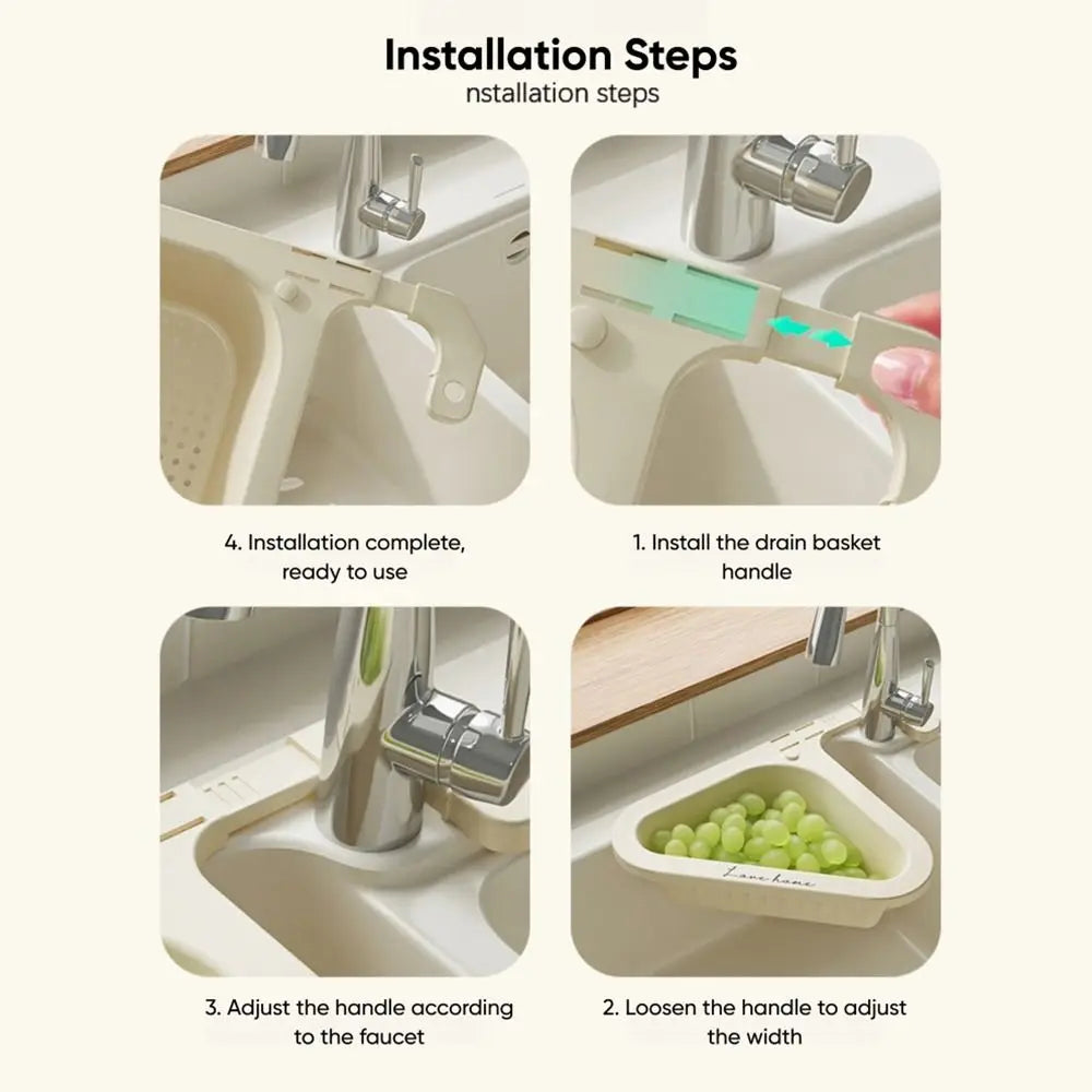 Kitchen Triangle Drain Basket Sink Retractable Rack Punch-free Vegetable Basin Sink Filter Storage Basket Kitchen Accessories