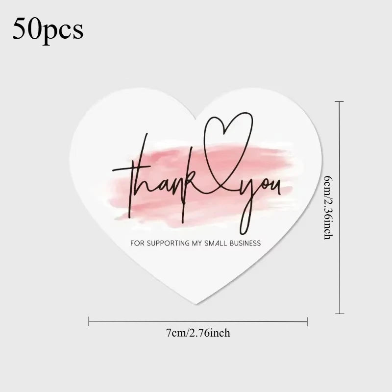 50 Pieces Pink Heart Shaped Appreciation Cards Bulk Business Thank You Gift Tags Party Wedding Favors Craft Supplies 5 Designs