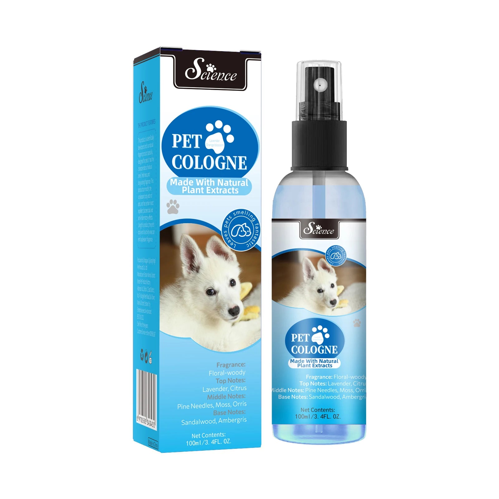 100 Ml Pet Deodorizing Perfume Spray, Cats & Dogs Eliminating Odors Natural Long-Lasting Fragrance ( Lemon, Orange And Lavender)