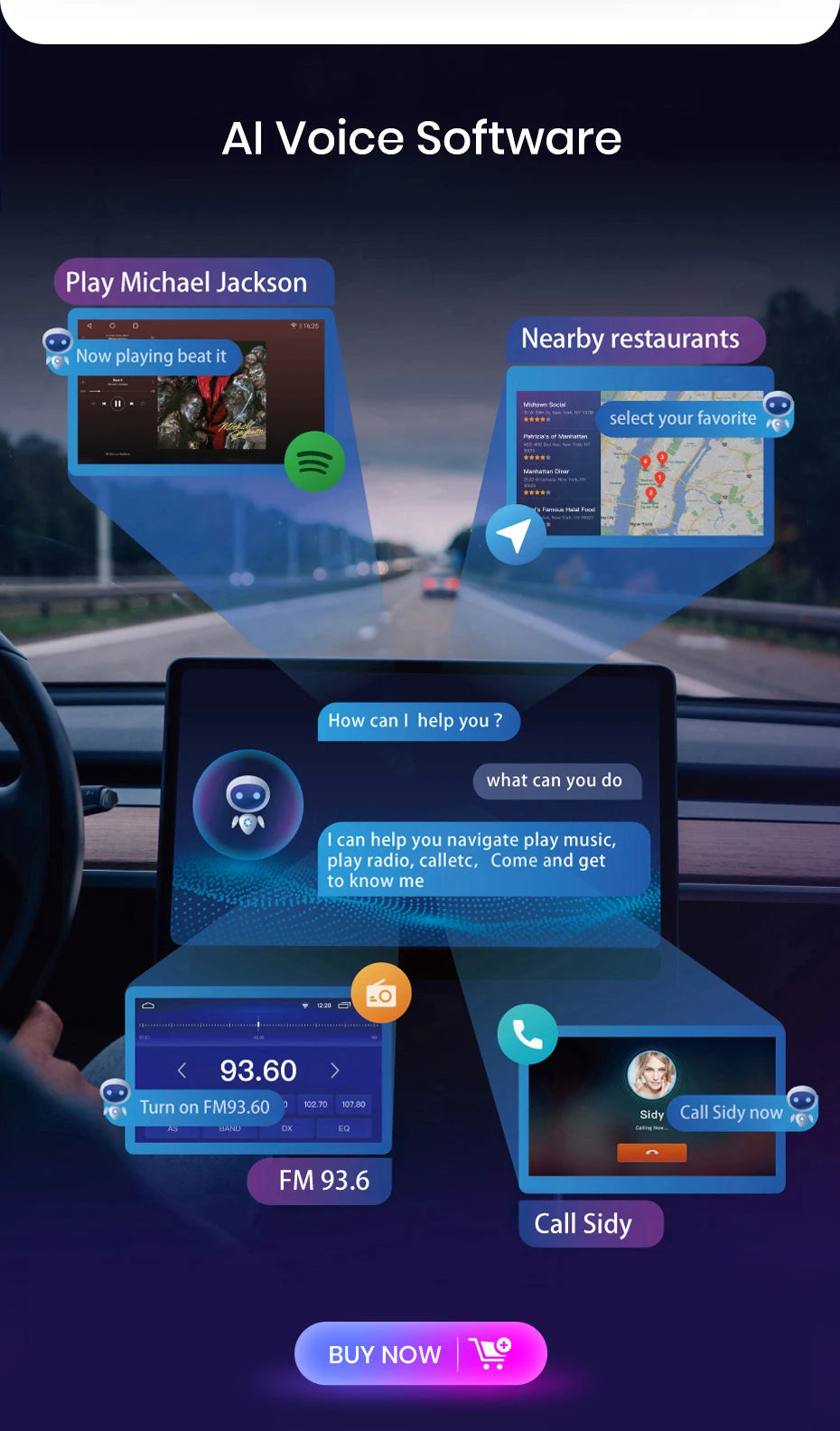 CarPlay Android Auto Autoradio pour Renault Trafic 3 2014 a 2021 et Opel Vivaro B de 2014 à 2018